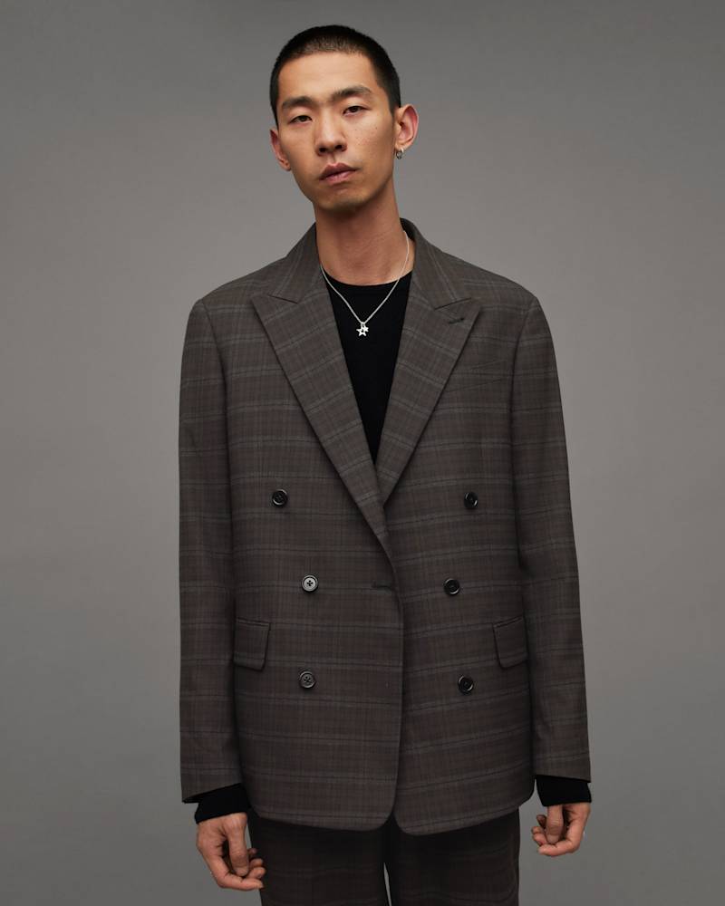 Spica Checked Double Breasted Blazer