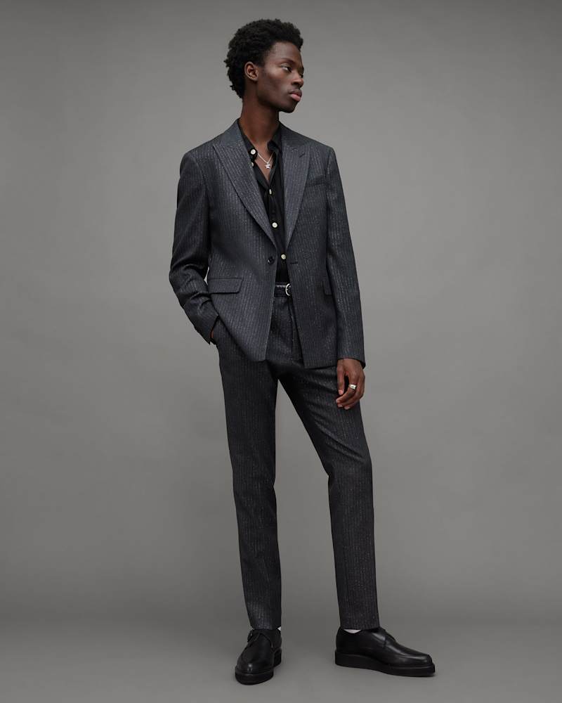 Androm Metallic Pinstriped Slim Blazer