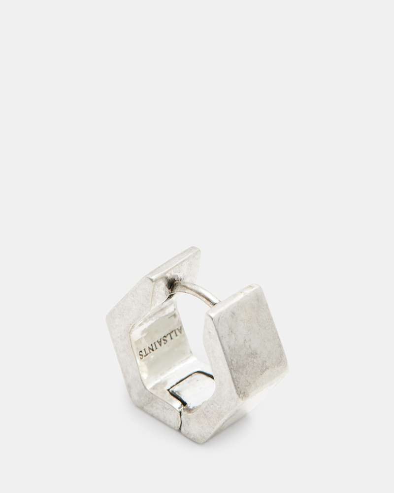 Hex Sterling Silver Bolt Hoop Earring