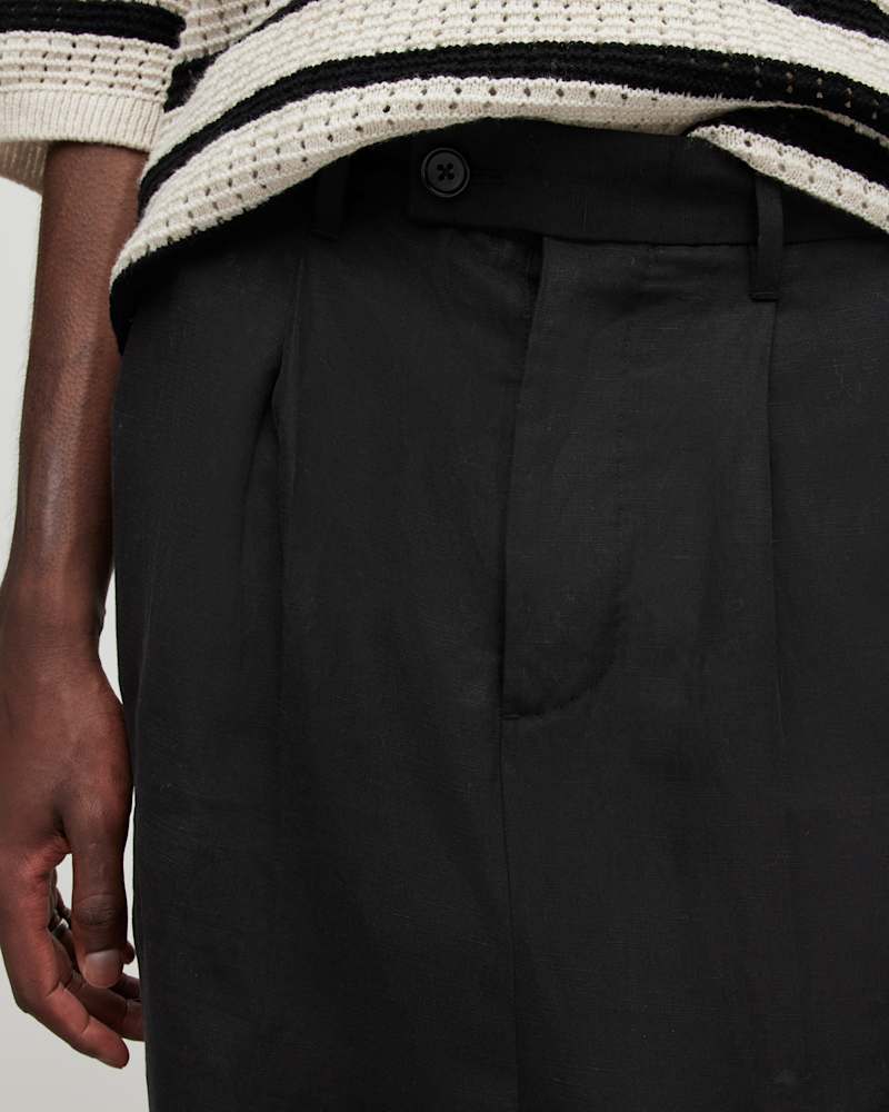 Pace Linen Blend Cropped Slim Trousers