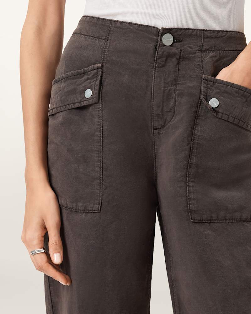 Val Linen Blend Cargo Trousers