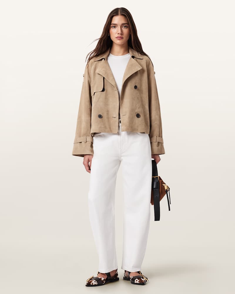 Reed Cropped Suede Trench Coat