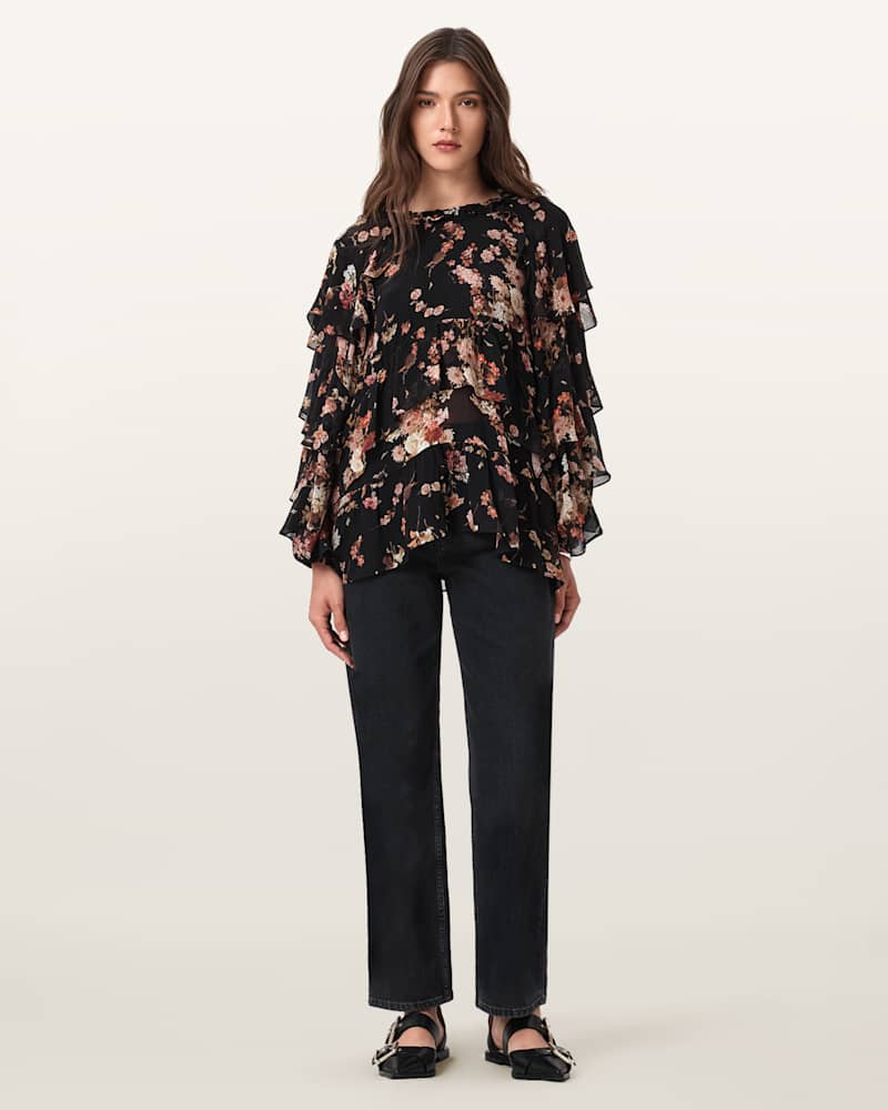 Lissie Floral Print Ruffled Top