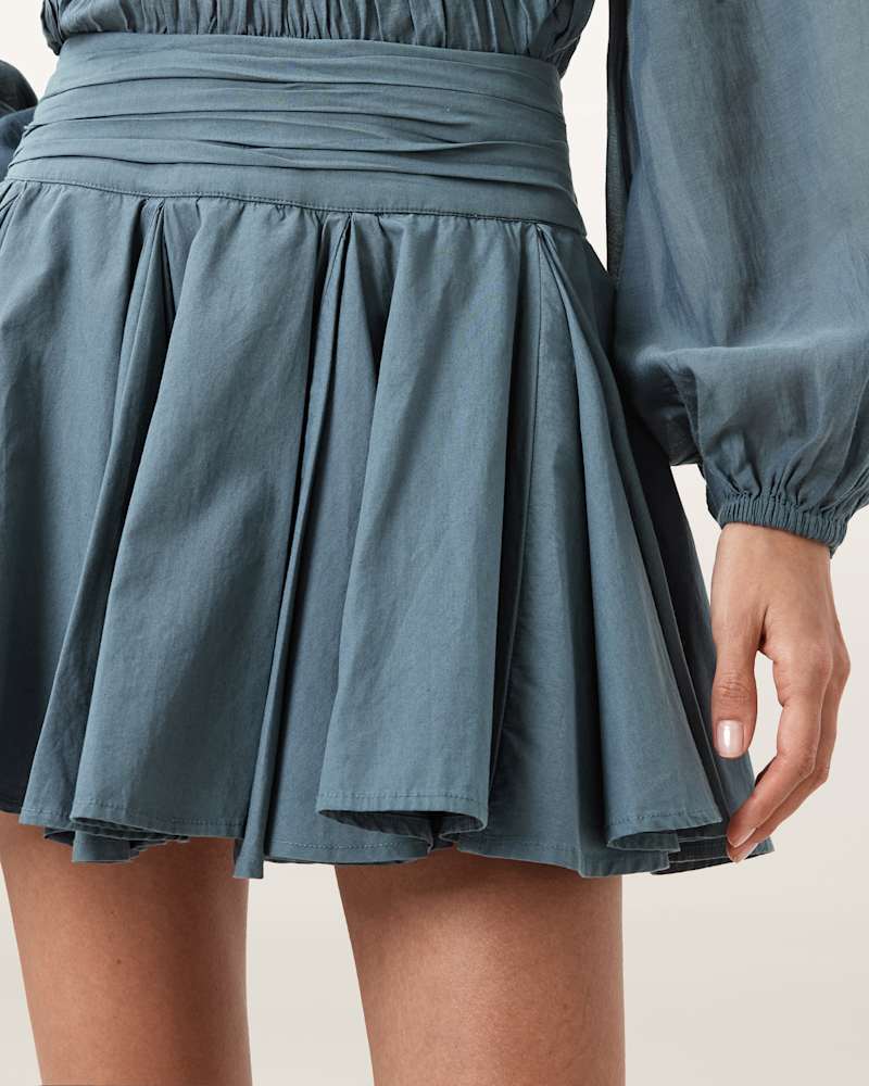 Tulip Blue Cotton Mini Skirt
