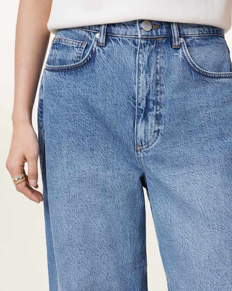 Fox Asymmetric Hem Wide Leg Denim Jeans