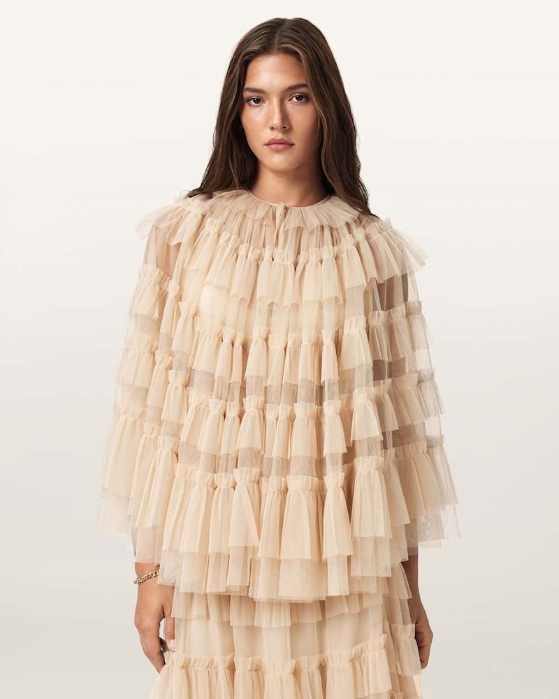 Aude Ruffle Cape Top