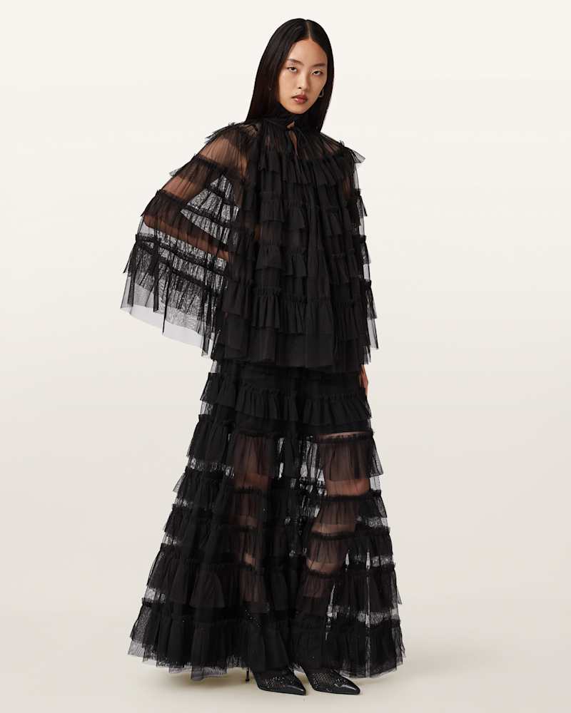 Aude Ruffle Cape Top