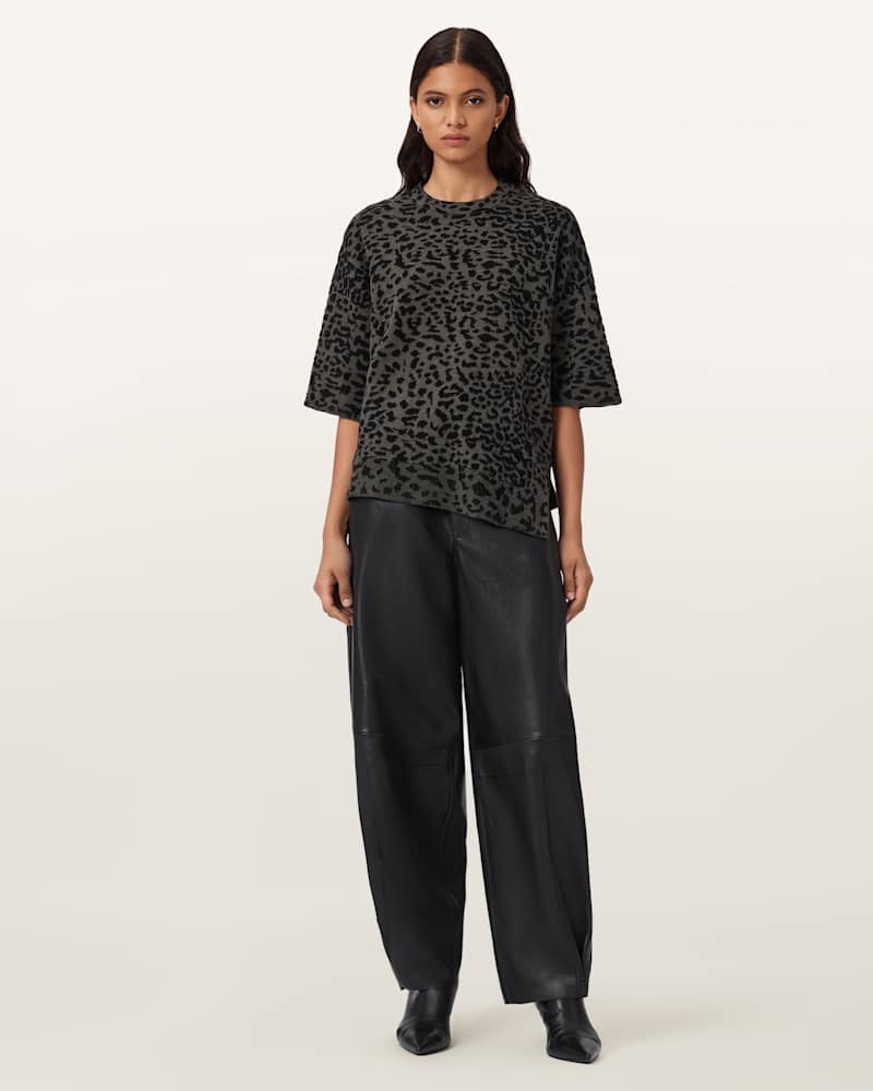 Lenny Leopard Print Wool T-Shirt