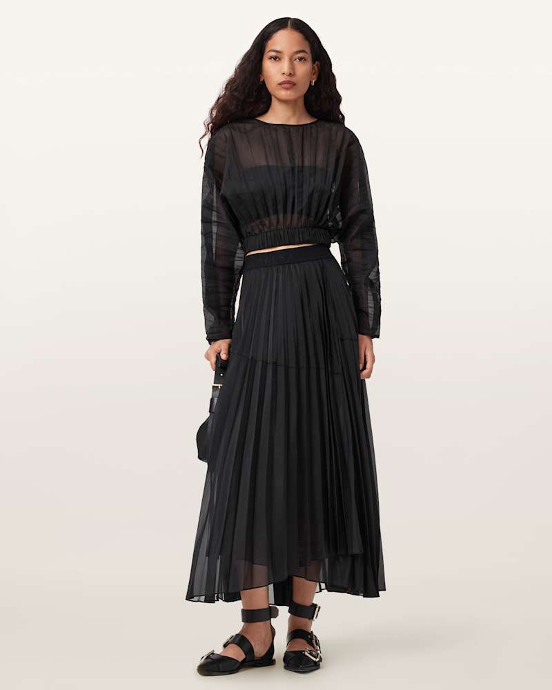 Micaela Pleated Sheer Top