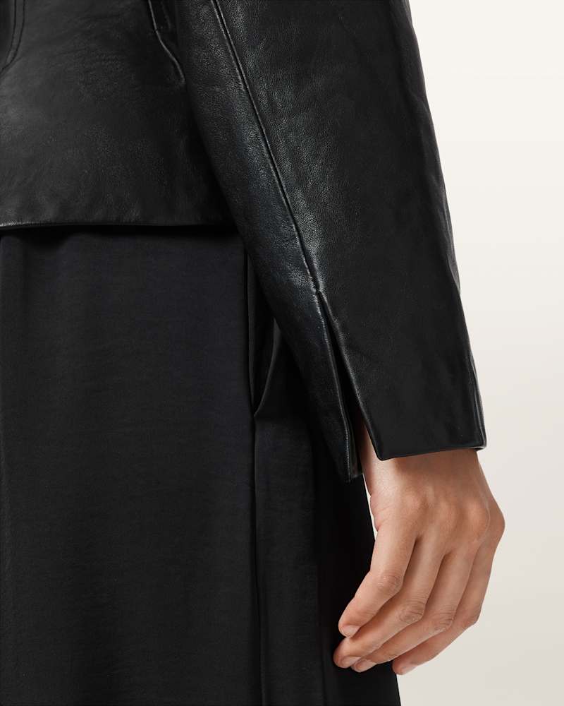 Clo Pleated Leather Jacket
