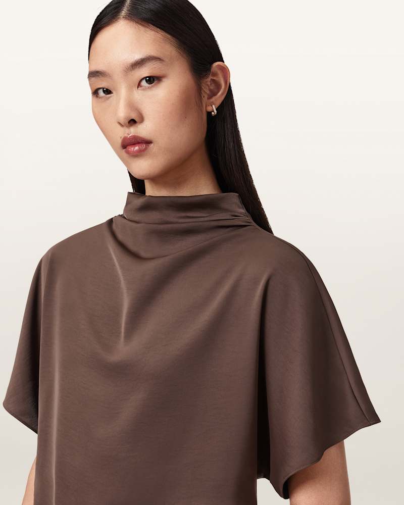 Leslie Satin Short Sleeve Top