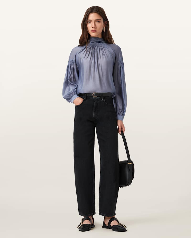 Pearla High Neck Sheer Top