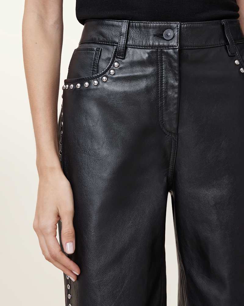 Saige Straight Leg Leather Trousers