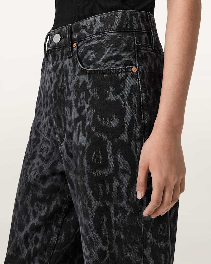Blake Wide Leg Leopard Print Jeans