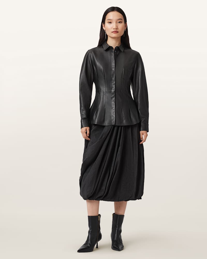 Larson Leather Pleated Shirt