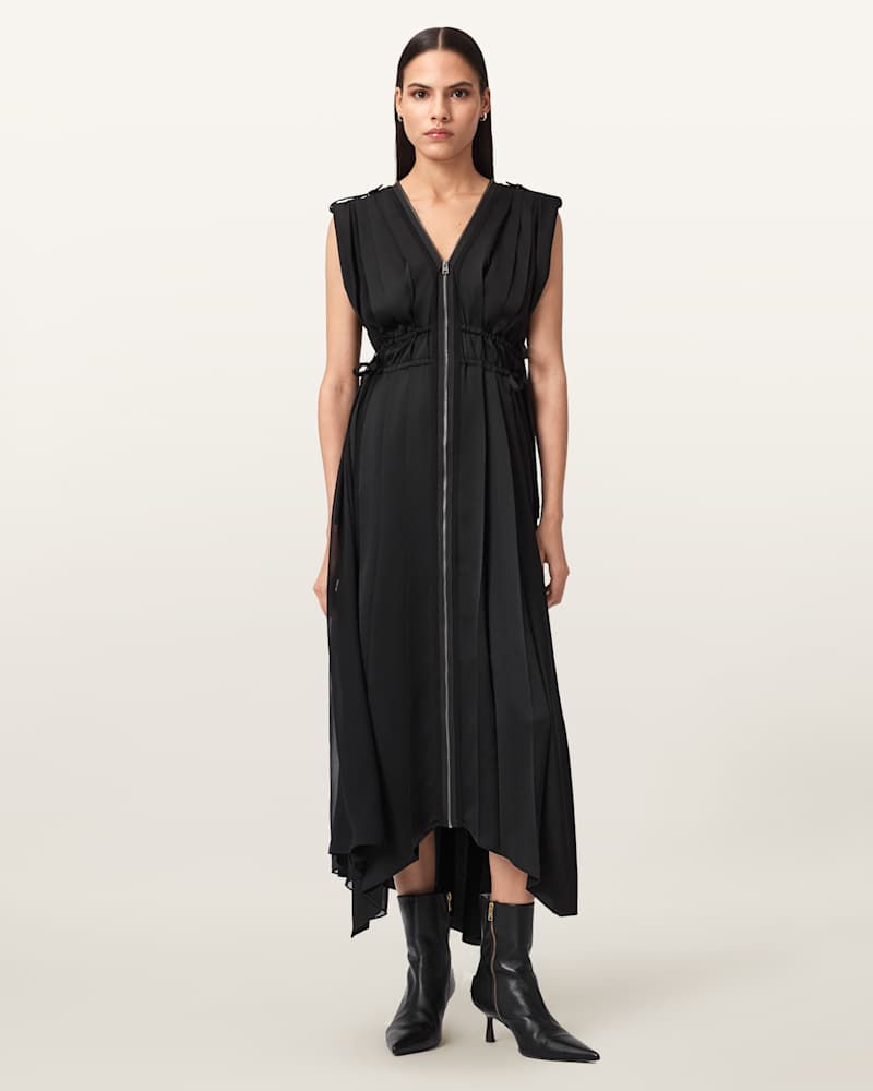 Amala Zip Detail Midi Dress