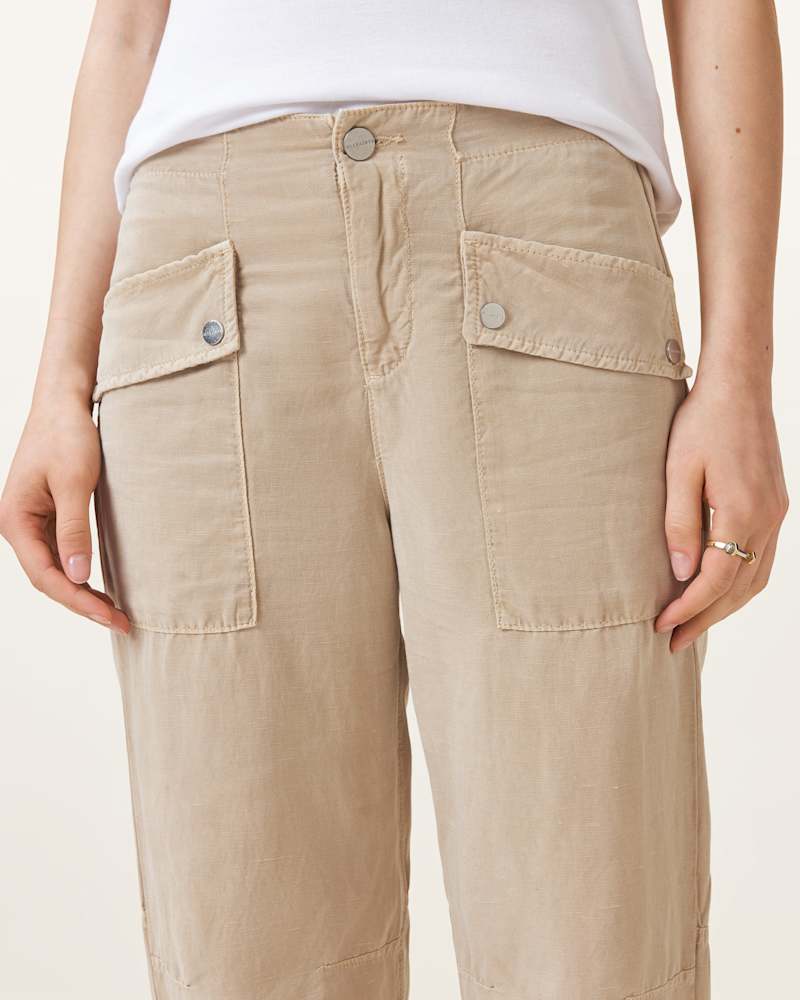 Val High-Rise Cargo Linen Blend Trousers