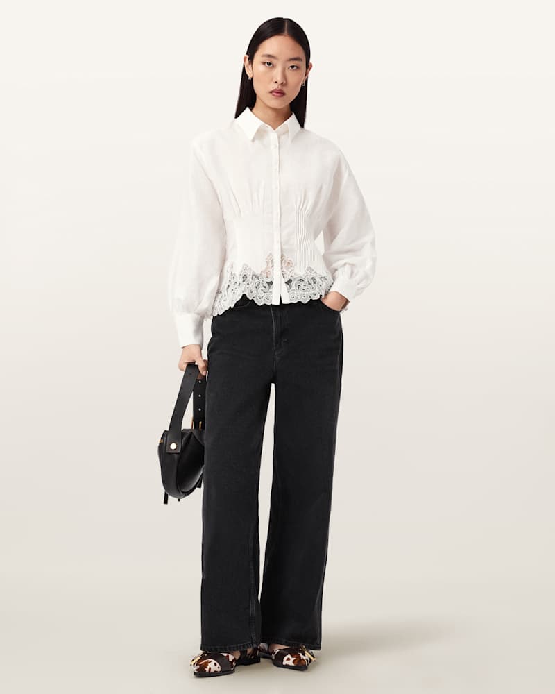 Carol Long Sleeve Lace Trimmed Shirt