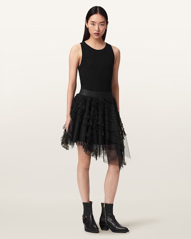 Jayde Ruffled Tulle Mini Skirt