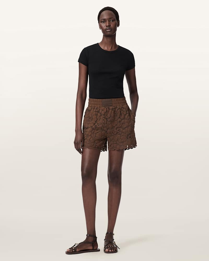 Amelie Mid Rise Relaxed Lace Shorts