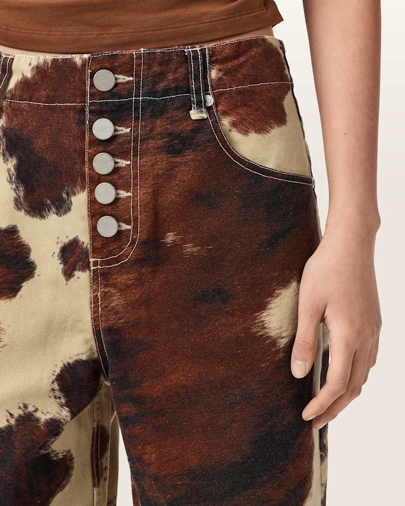 Taya Cow Print Denim Jeans