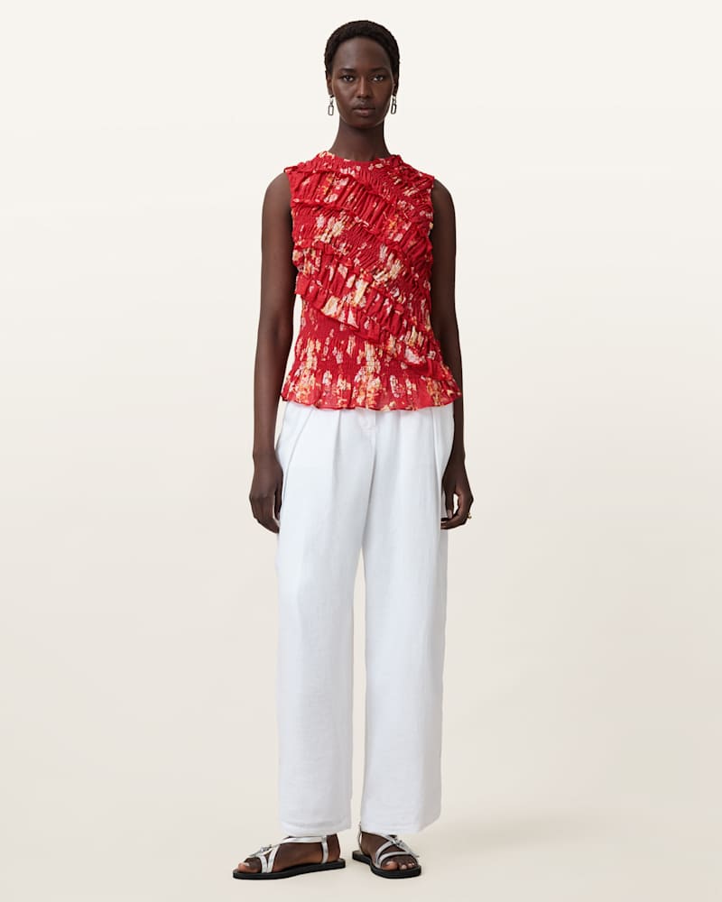 Nysa Floral Print Ruffled Tank Top