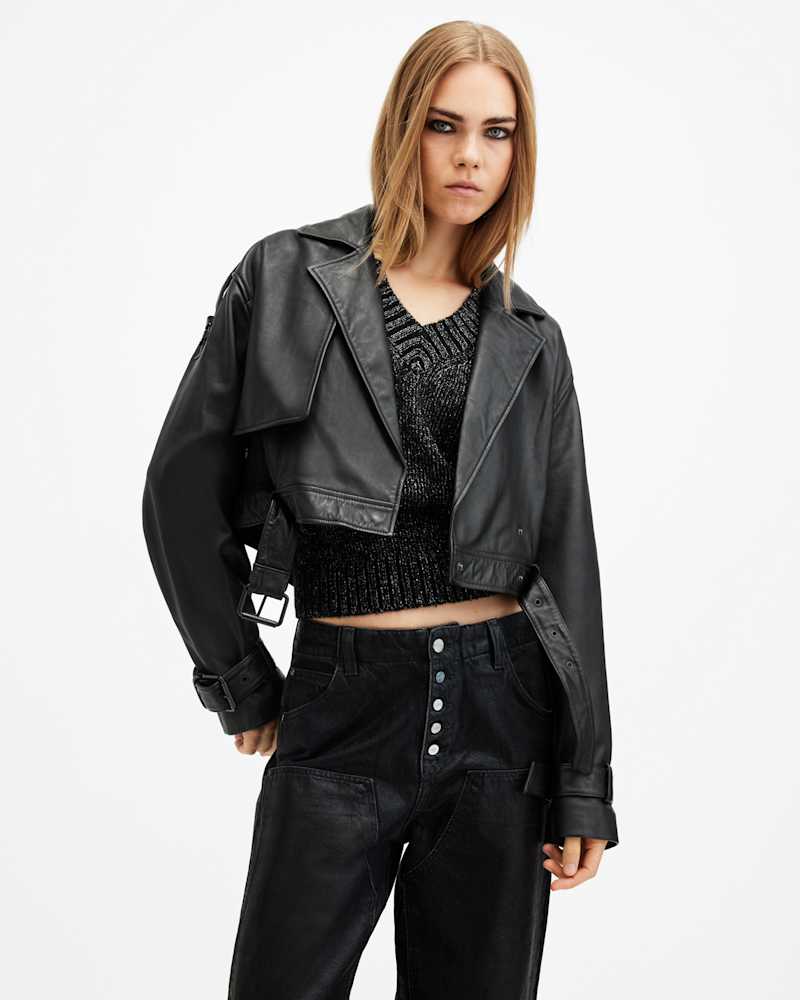 Ophelia Cropped Leather Jacket