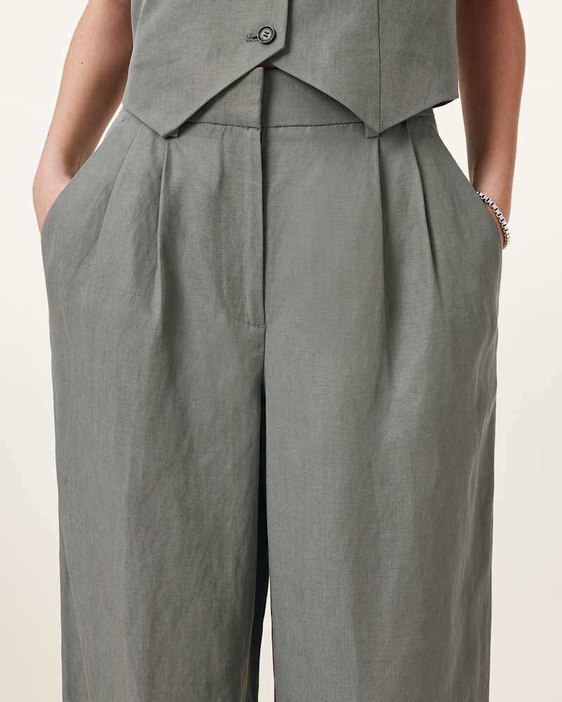 Averie Tencel Wide Leg Linen Blend Trousers