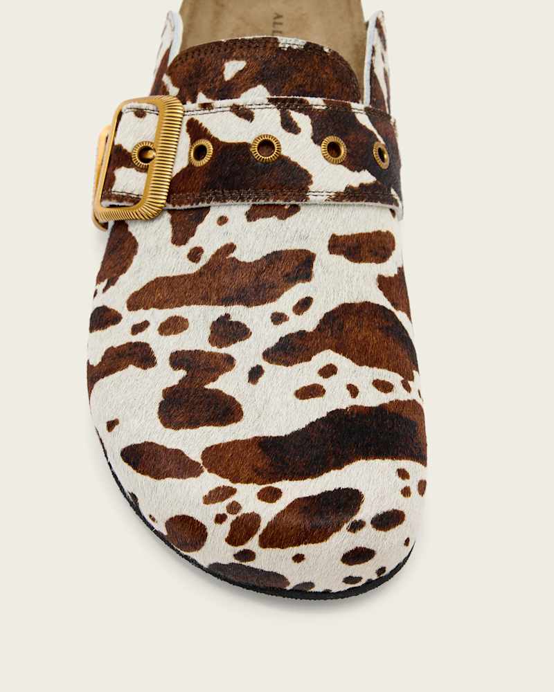 Staffa Cow Print Leather Mules