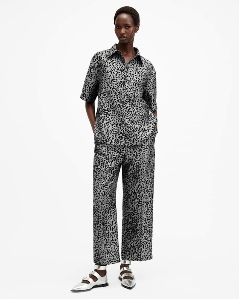Jemi Leopard Print Metallic Trousers