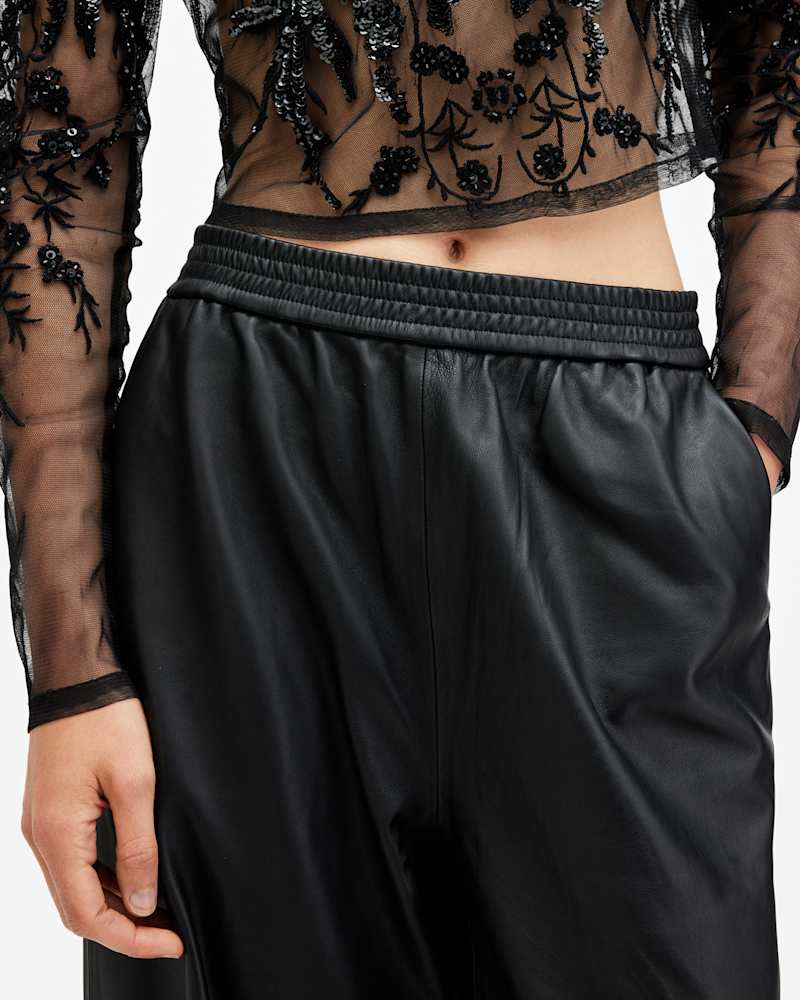 Aspen Wide Leg Leather Trousers