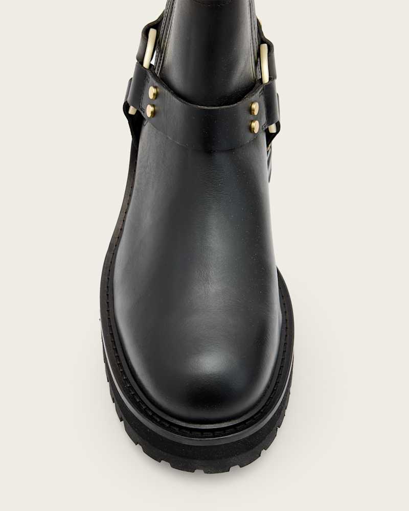 Maddie Ankle Length Leather Biker Boots