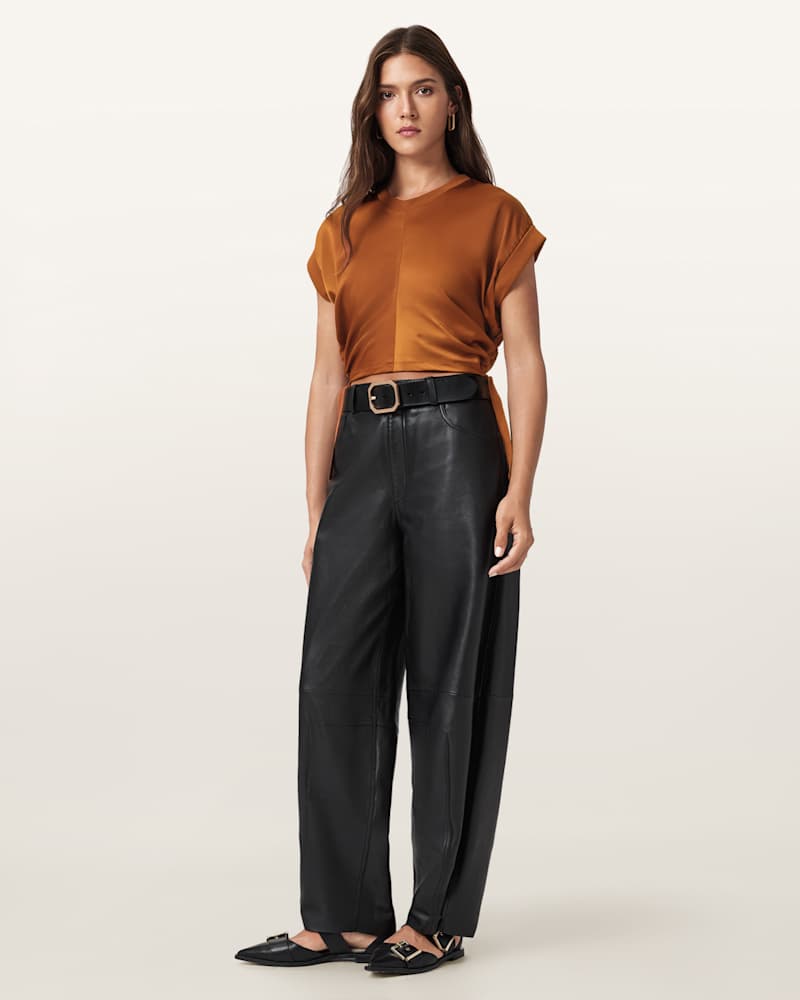 Mira Cropped Satin Drawcord T-Shirt 