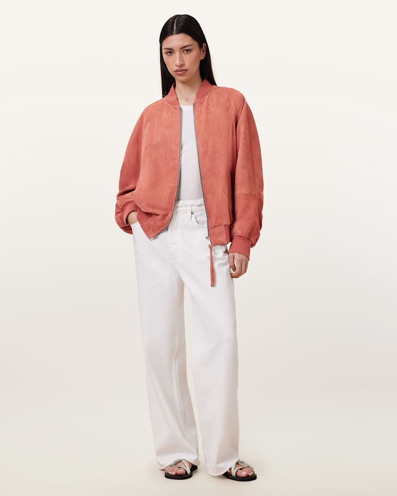 Dana Relaxed Fit Suede Bomber Jacket