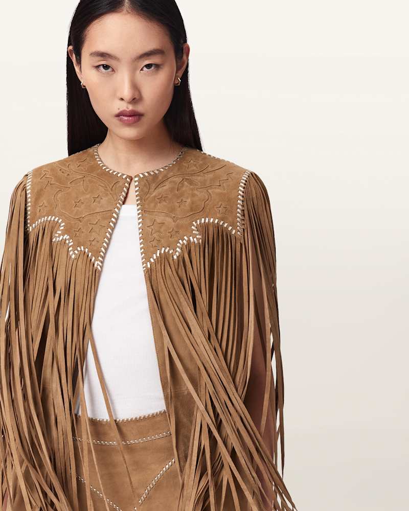Carter Whipstitch Suede Tassel Gilet