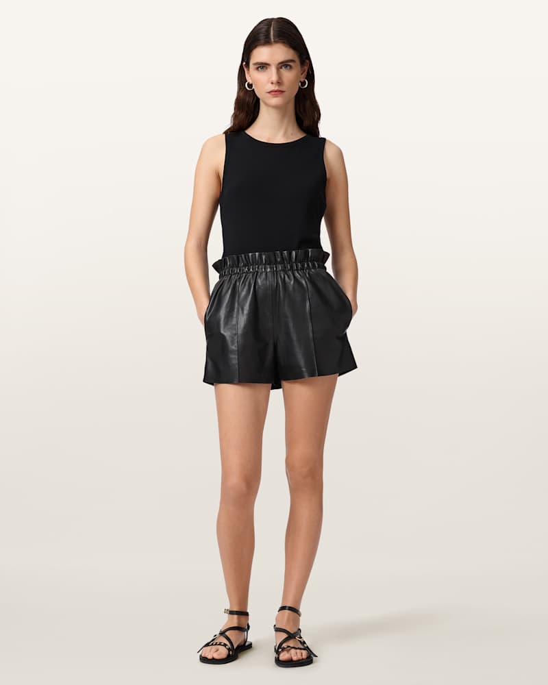 Fran High Rise Leather Shorts