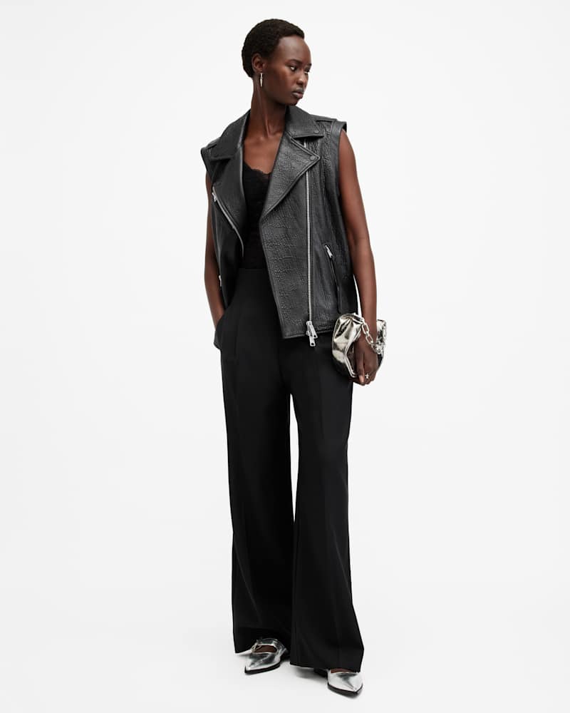 Billie Relaxed Fit Leather Biker Gilet