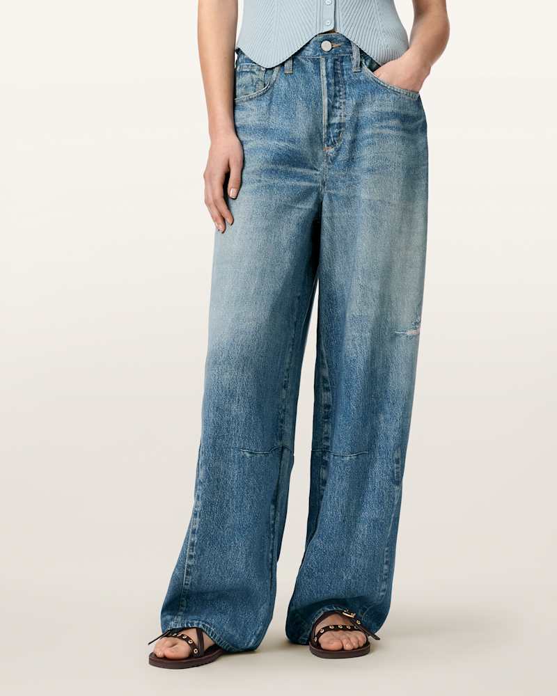 Jett Barrel Leg Illusion of Denim Trousers 