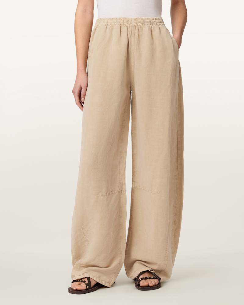 Jett Wide Leg Linen Blend Trousers