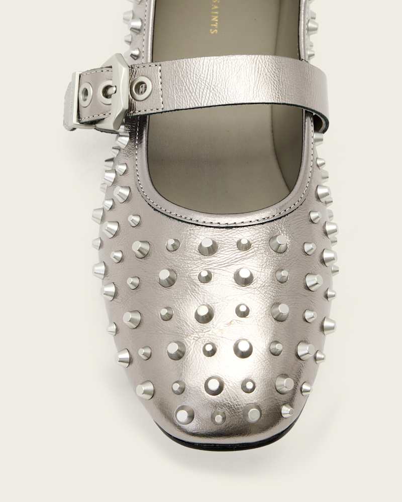 Holly Leather Stud Ballet Flats