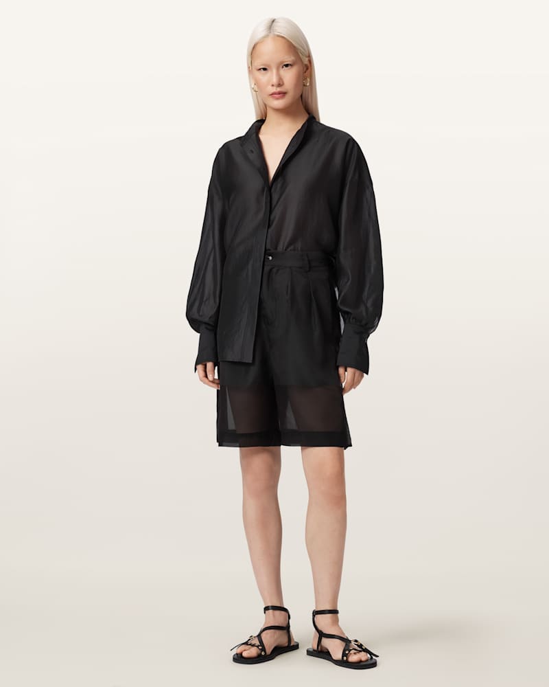 Banu Pleated Sheer Shorts