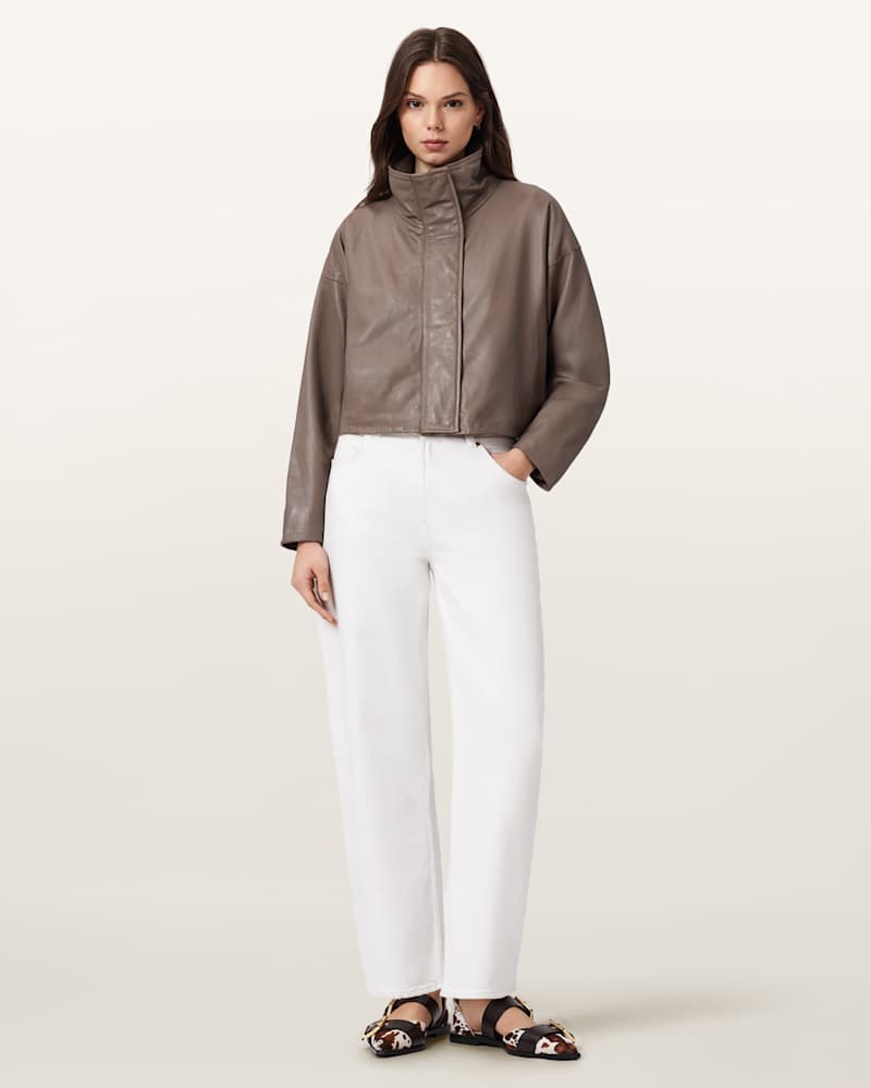 Ryder Funnel Neck Leather Jacket