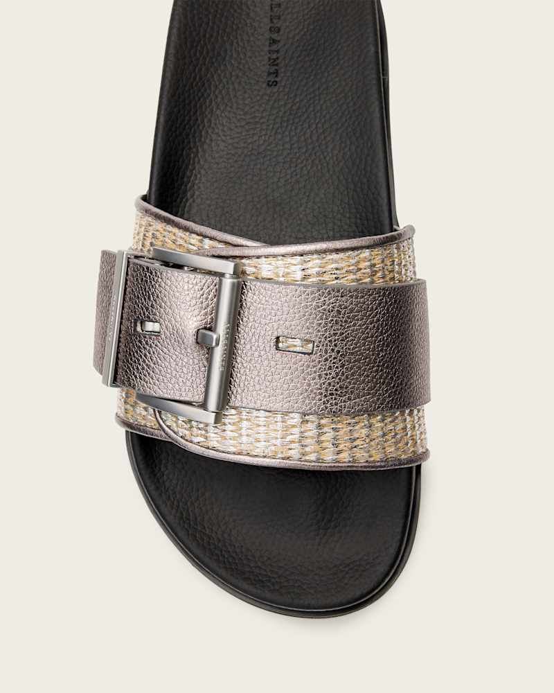 Ellie Studded Buckle Leather Sliders