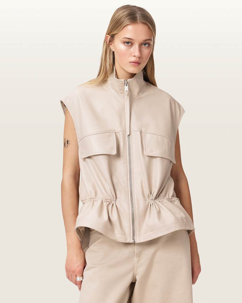 Flor Relaxed Fit Leather Gilet