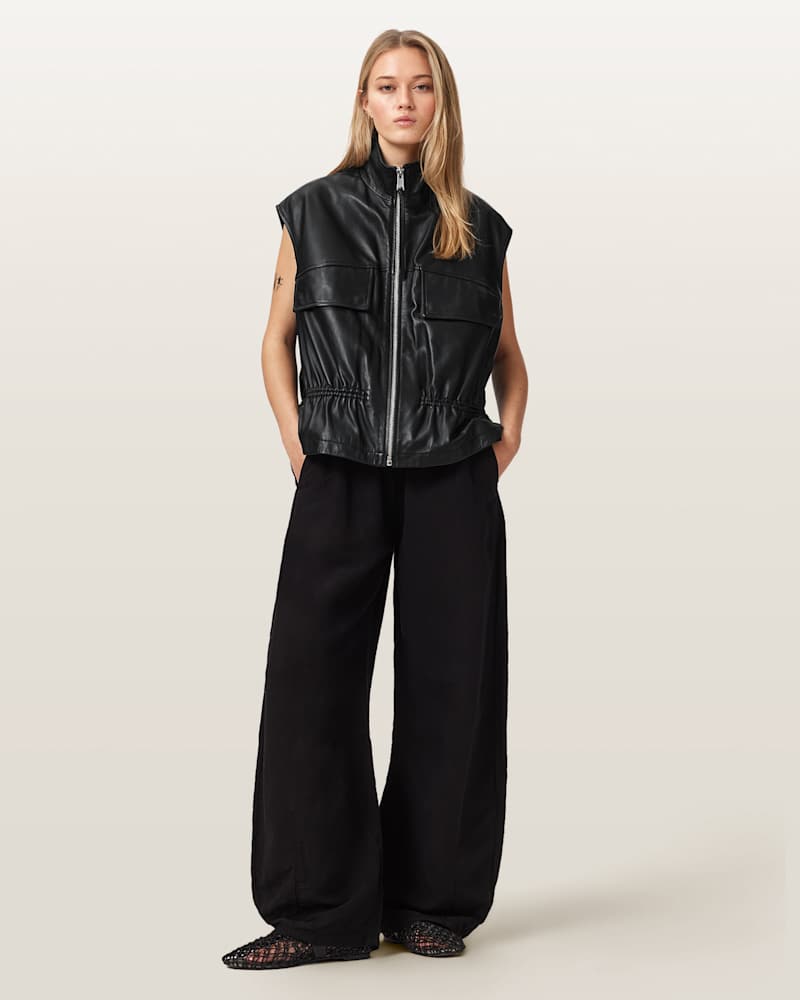 Flor Relaxed Fit Leather Gilet