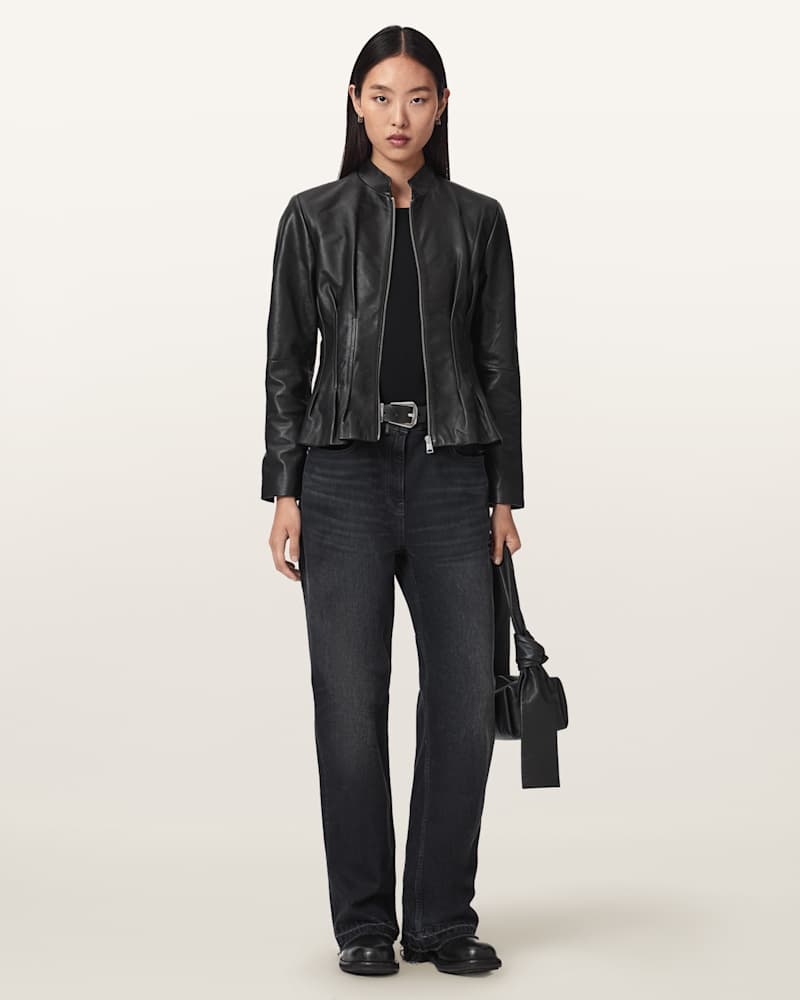 Clo Pleated Leather Jacket