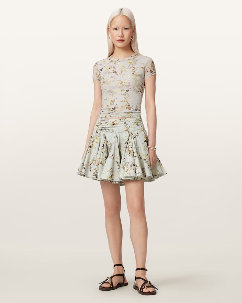 Tulip Floral Voluminous Mini Skirt