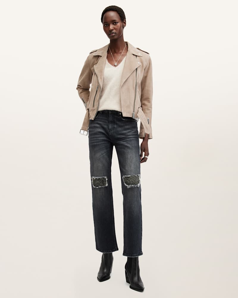 Balfern Belted Suede Biker Jacket