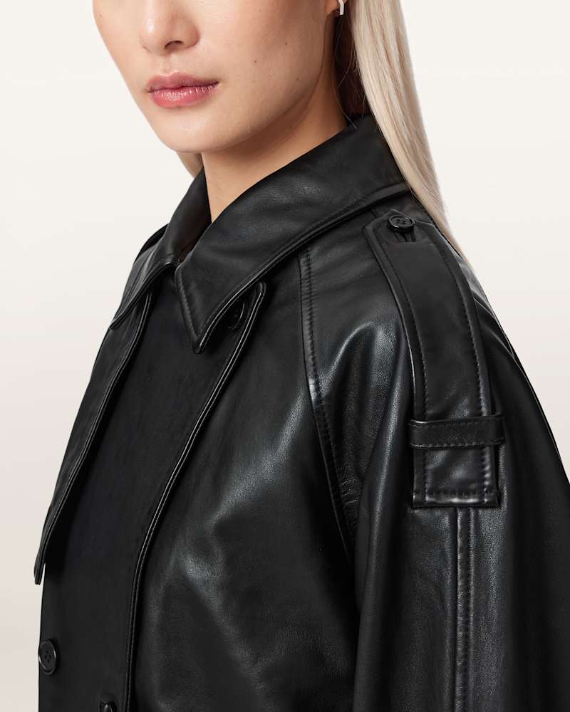 Reya Cropped Leather Mac