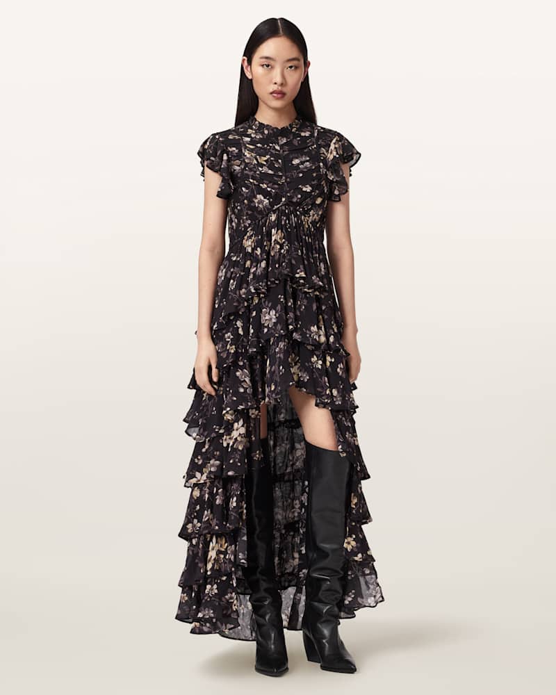 Shaela Floral Frill Maxi Dress